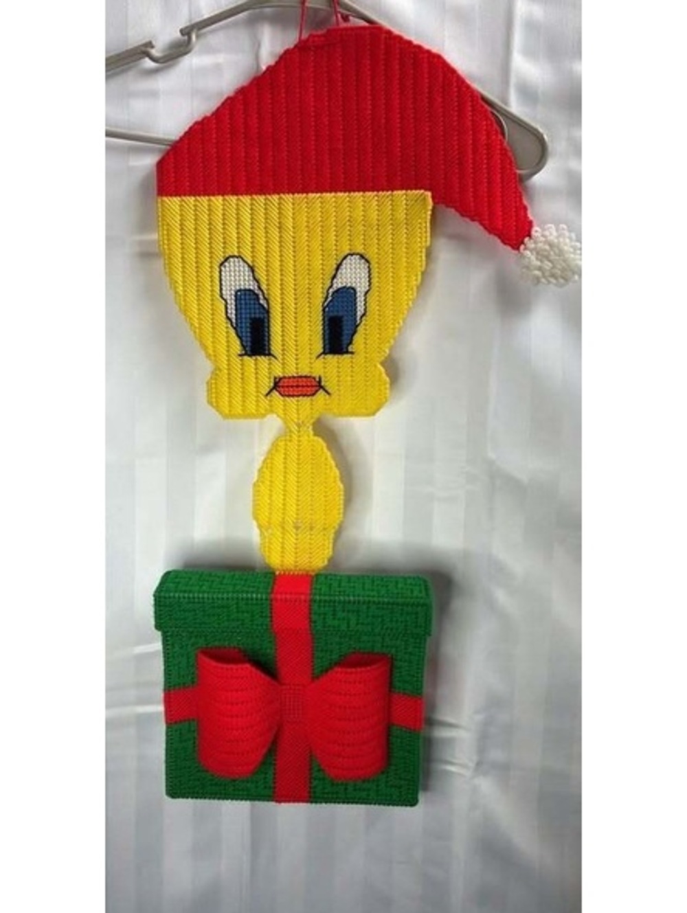Handmade Tweety Bird Christmas Plastic Canvas Wall Hanging